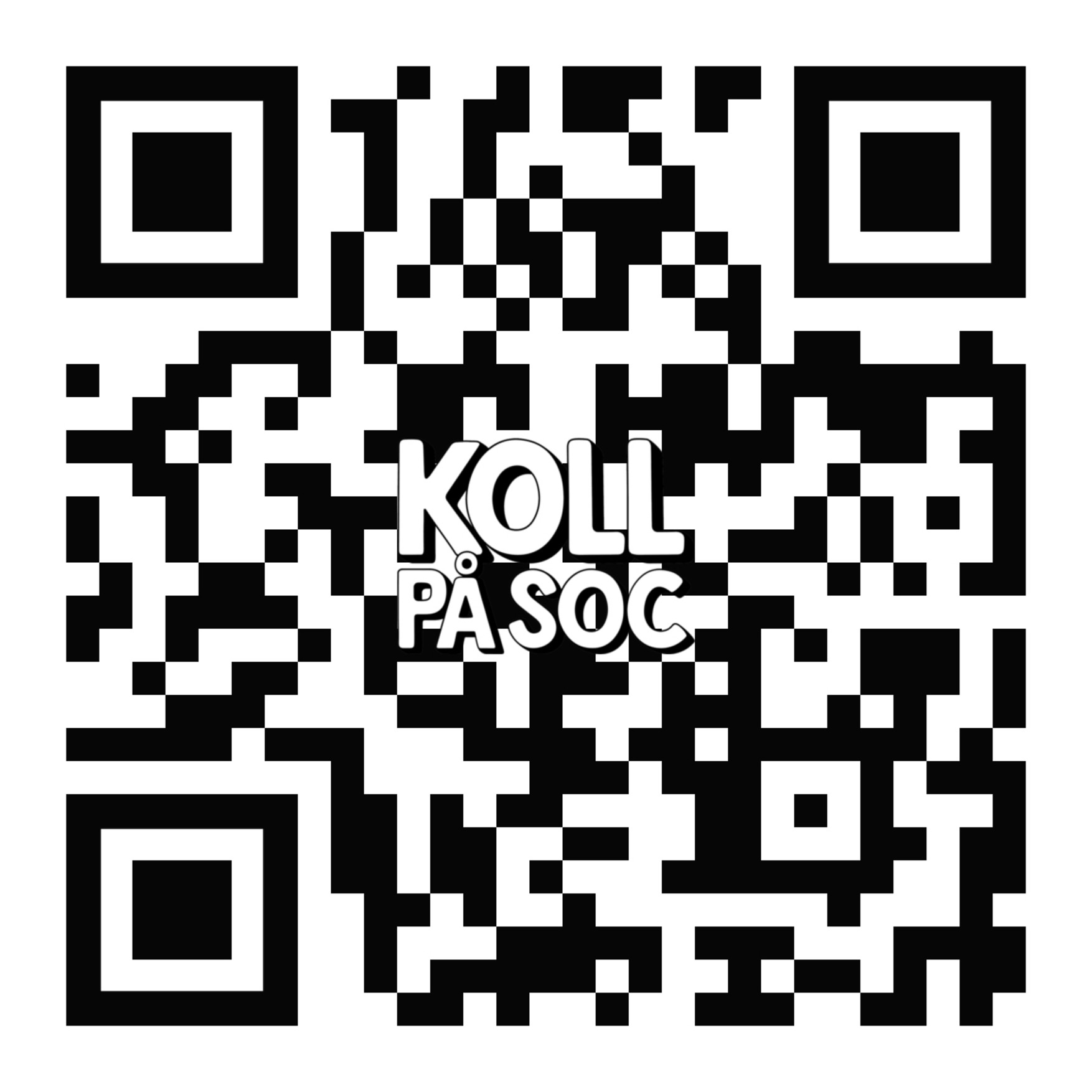 Svartvitt m&ouml;nster med texten Koll p&aring; soc